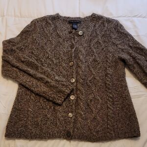 Elano Solano Cable Knit Button-Up Sweater